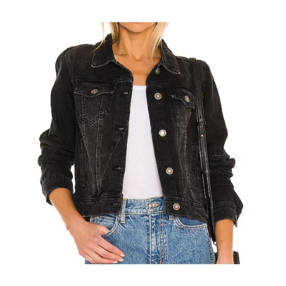 Free People We the Free Rumors Black Denim Jacket Sz. S